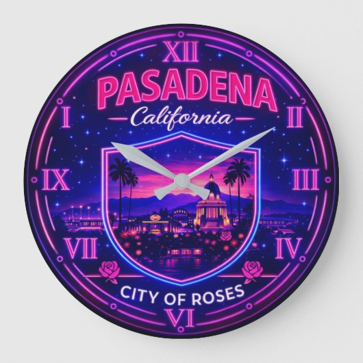 Pasadena California City of Roses ラージ壁時計 (正面)
