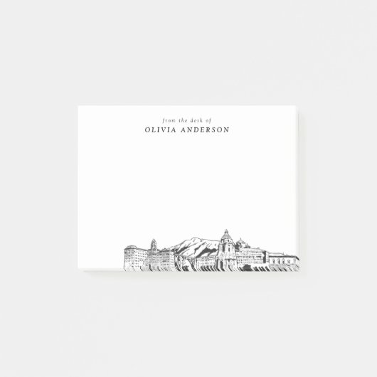 Pasadena Skylineのデスクからパーソナライズされた ポストイット (正面)