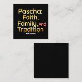 Pascha Faith Family and Tradition Christian Easter スクエア名刺 (正面/裏面)