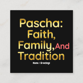 Pascha Faith Family and Tradition Christian Easter スクエア名刺