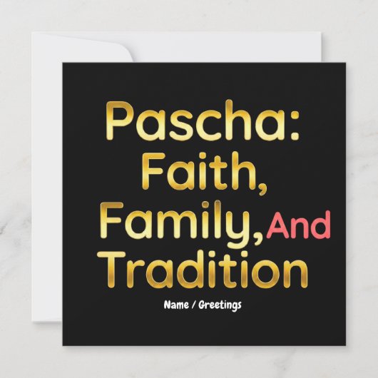 Pascha Faith Family and Tradition Christian Easter 招待状 (正面)