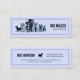 paseador de perros mascotas vintage 1920 azul スキニー名刺