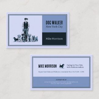 paseador de perros mascotas vintage 1920 azul 名刺