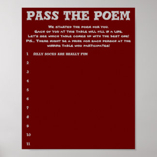 Pass the Poem Wedding game ポスター