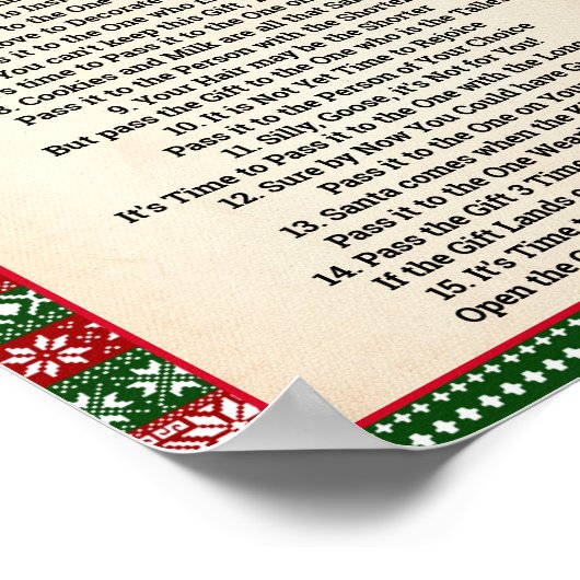 Pass the Prize Poem Game Ugly Sweater Sign ポスター (角)