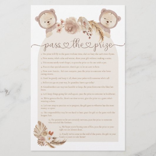 Pass the Prize Twins Teddy Bear Baby Showerゲーム (正面)