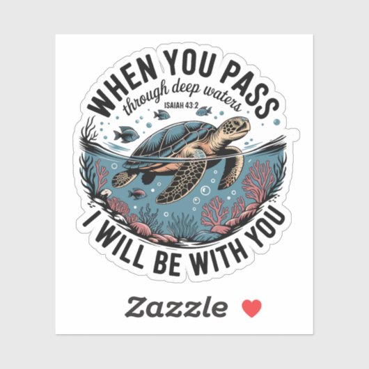 Pass Through Deep Water Ocean Sea Turtle Christian シール (シート)