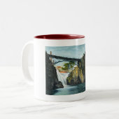 Passaicの滝、Paterson NJの1907年のヴィンテージ ツートーンマグカップ (正面左)