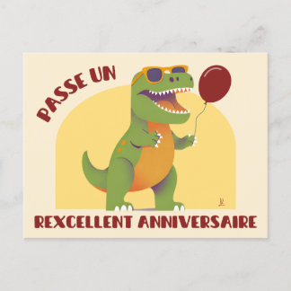 Passe un rexcellent anniversaire - dinosaure drôle ポストカード