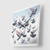Passenger Pigeons in Flight REF268 - Watercolor スクエア壁時計 (傾斜)