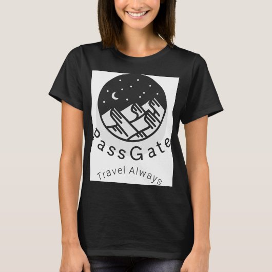 PassGate Travel Always Women's Black T Shirt Tシャツ (正面)