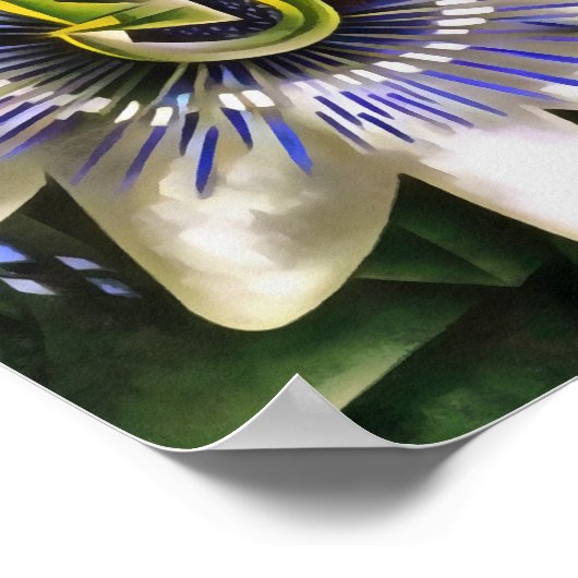 Passiflora Passion Flower In Geometric Artスタイル ポスター (角)
