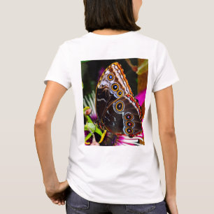 Passiflora VIOLACEAとBlue morpho蝶 Tシャツ