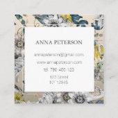 Passion エレガント Flowers on Silver Gray スクエア名刺 (裏面)