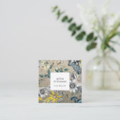 Passion エレガント Flowers on Silver Gray スクエア名刺 (スタンド正面)