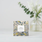 Passion エレガント Flowers on Silver Gray スクエア名刺 (スタンド正面)