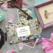 Passion エレガント Flowers on Silver Gray 名刺