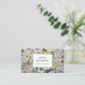 Passion エレガント Flowers on Silver Gray 名刺 (スタンド正面)