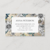 Passion エレガント Flowers on Silver Gray 名刺 (裏面)