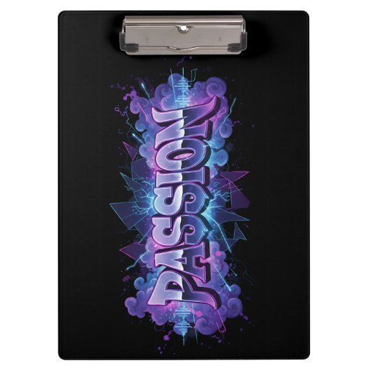 Passion Cyberpunk Typography – 迫力あるモダンなワード クリップボード (正面)