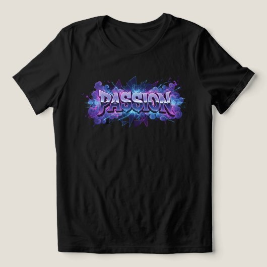 Passion Cyberpunk Typography – 迫力あるモダンなワード トライブレンドＴシャツ (デザイン正面)