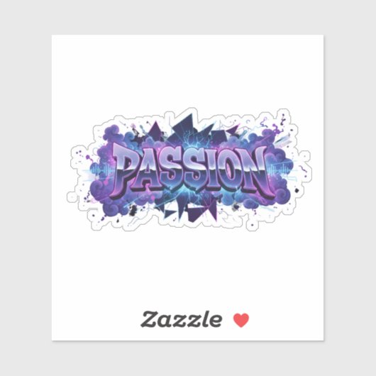 Passion Cyberpunk Typography – Vibrant Modern Word シール (シート)