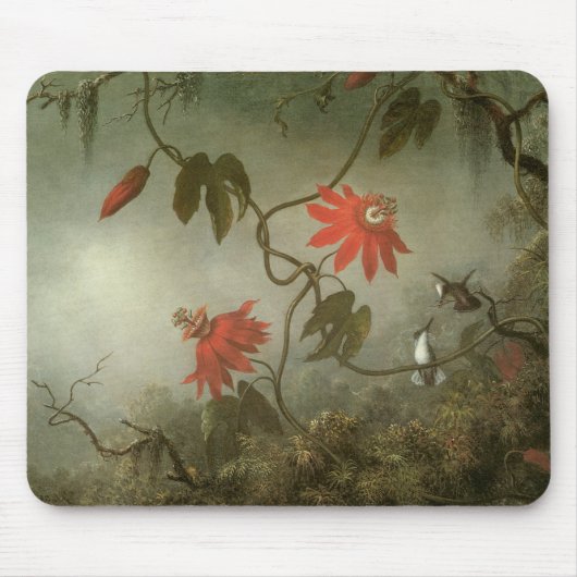 Passion Flowers and Hummingbirds by Martin J Heade マウスパッド (正面)