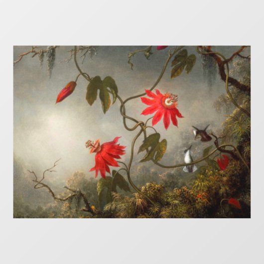 Passion Flowers with Hummingbirds Heade ウィンドウサイン (シート)