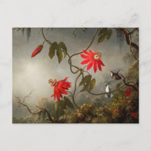 Passion Flowers with Hummingbirds Heade ポストカード