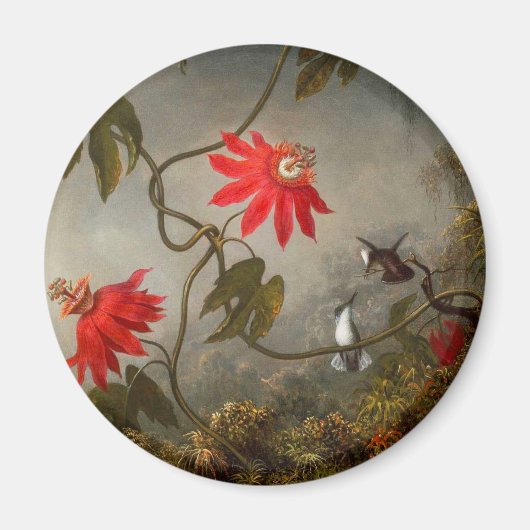 Passion Flowers with Hummingbirds Heade マグネット (正面)