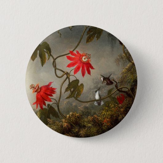 Passion Flowers with Hummingbirds Heade 缶バッジ (正面)