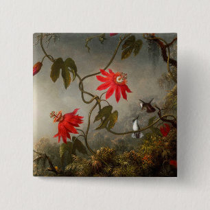 Passion Flowers with Hummingbirds Heade 缶バッジ
