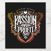 Passion Over Profit»タイポグラフィデザイン ワインラベル (シングルラベル)