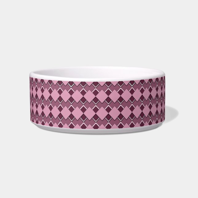 Passion Pink Square and Diamond Checkered Pattern ボウル (正面)