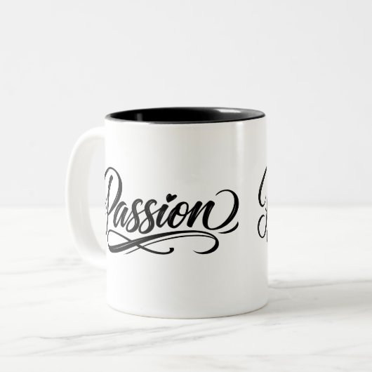 Passion Script | Elegant Minimalist Typography ツートーンマグカップ (正面左)