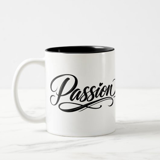 Passion Script | Elegant Minimalist Typography ツートーンマグカップ (左)