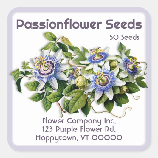Passionflower製品シードセーバーカスタムラベル スクエアシール (正面)