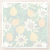 Passionflower開花：黒い背景ヴィンテージ。 ガラスコースター (裏面)