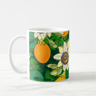 Passionflower開花:黒い背景ヴィンテージ。 コーヒーマグカップ