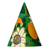 Passionflower開花：黒い背景ヴィンテージ。 パーティーハット (裏面)