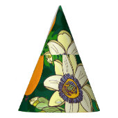 Passionflower開花：黒い背景ヴィンテージ。 パーティーハット (左)