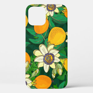 Passionflower開花:黒い背景ヴィンテージ。 iPhone 12ケース