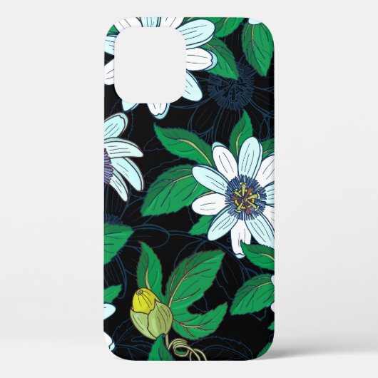 Passionflower黒い背景フローラシームレス Case-Mate iPhoneケース (裏面)
