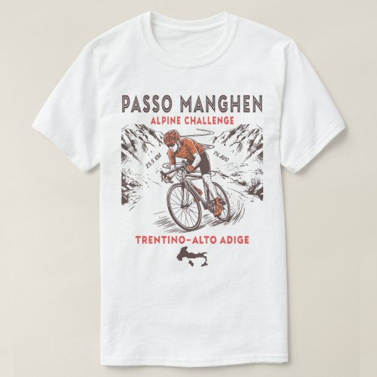 Passo Manghen サイクリング | アルプスの挑戦 Tシャツ (デザイン正面)