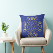 Passover 20/20」枕「青エレガント/金ゴールド」 クッション (椅子)