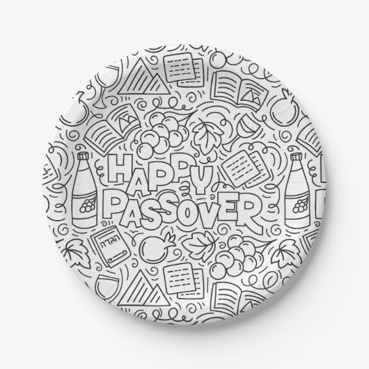 Passover Black and White Paper Plate ペーパープレート (正面)