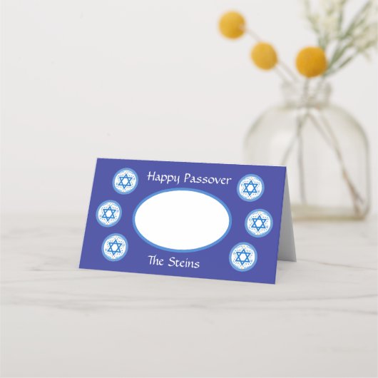 PASSOVER Blue Star of David NAME Navy プレイスカード (正面)