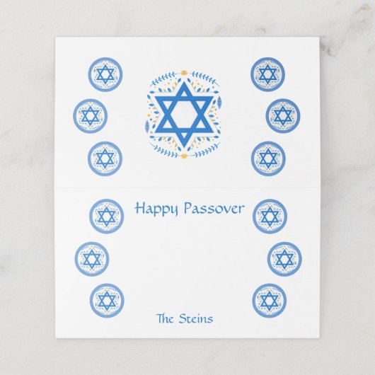 PASSOVER Blue Star of David NAME White  プレイスカード (外部開封)