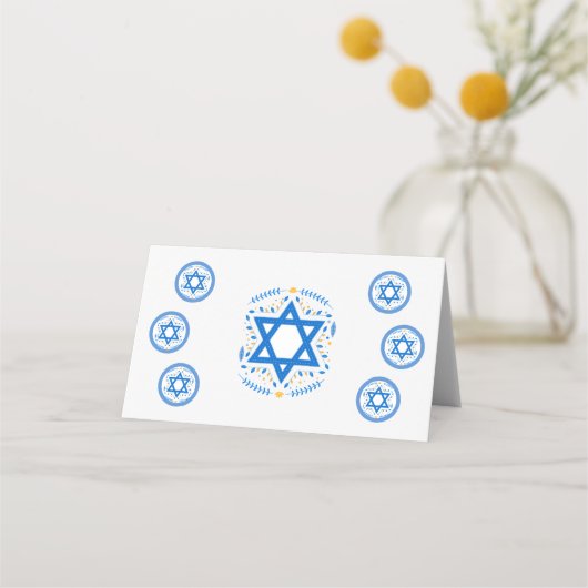 PASSOVER Blue Star of David NAME White  プレイスカード (裏面)