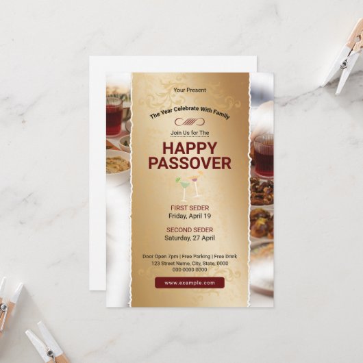 Passover Event Flyer Template 招待状 (正面/裏面インサイチュ)